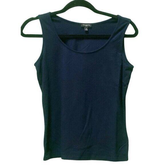 Talbots Sleeveless U-Neck Cotton Blend Navy Blue Tank Top Size PS - Picture 3 of 4